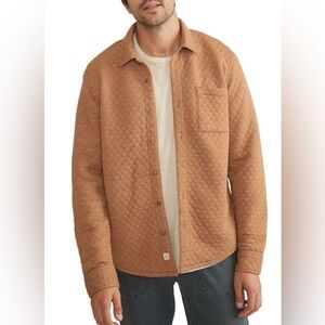 Marine Layer men’s Corbet Quilted Overshirt in Camel (flaw)